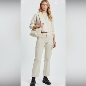 Zara Highrise Wide Leg Light Beige Cargo Pants Size 6